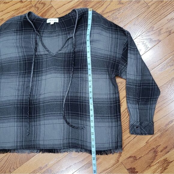 Anthropologie Cloth & Stone Plaid Top Frayed Hem - Picture 6 of 8